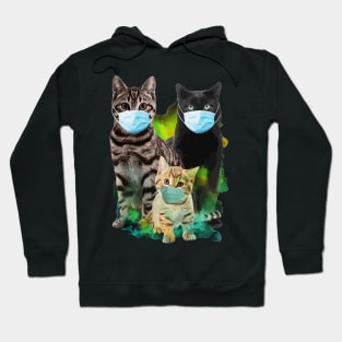 Three Cats Wearing Mask Quarantine Hoodie